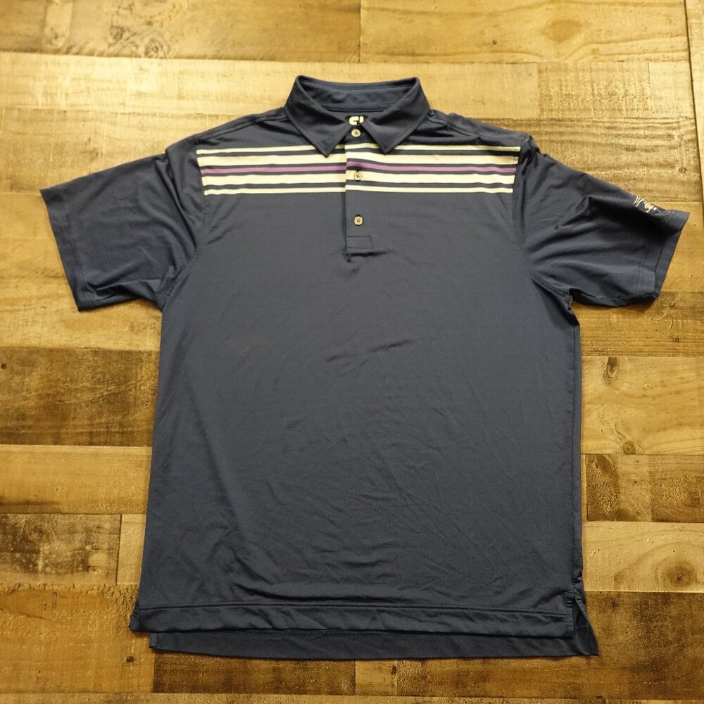 Footjoy Performance polo‎ shirt men's XL blue stripes